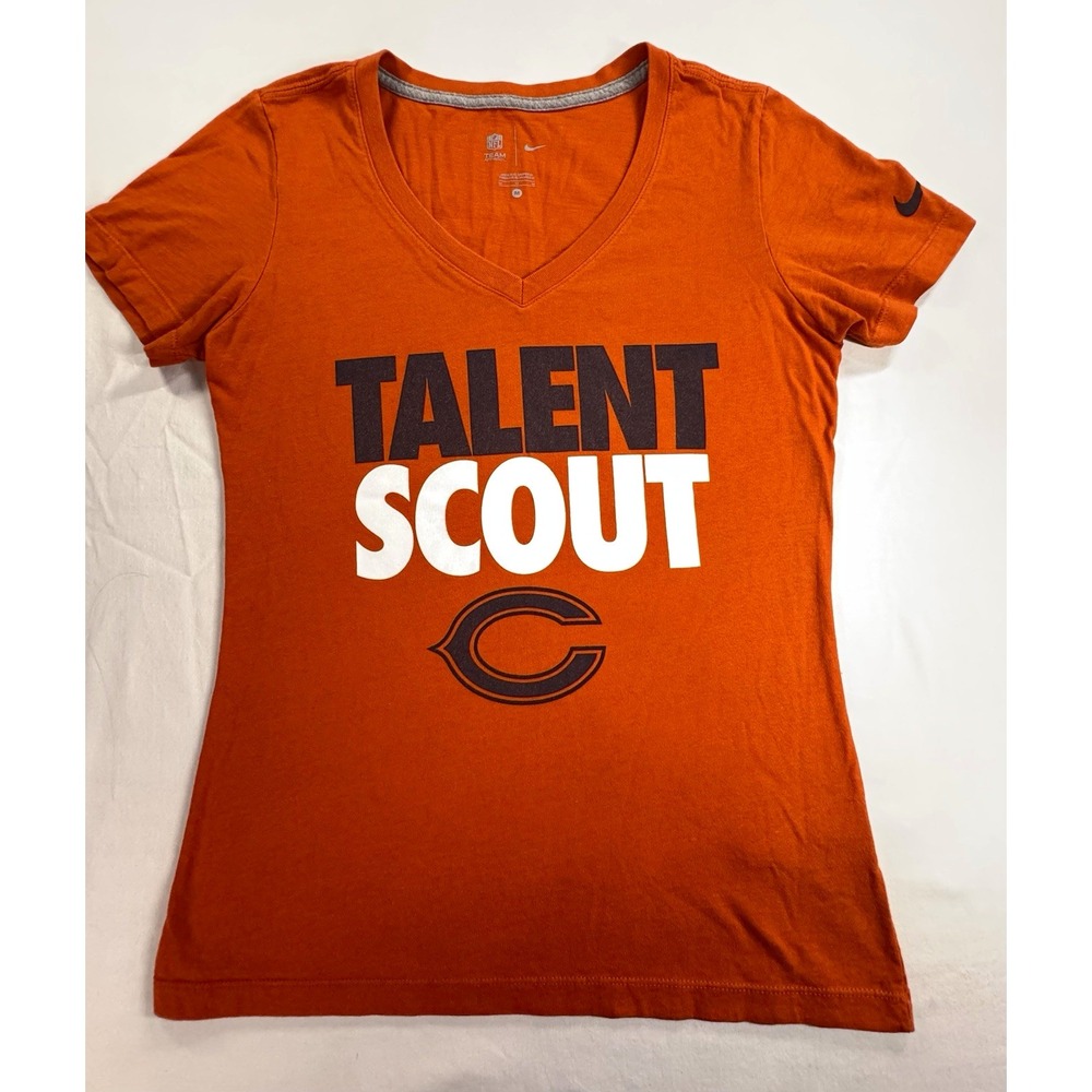 Nike Chicago Bears NFL Football "Talent Scout" Orange V-Neck Shirt M